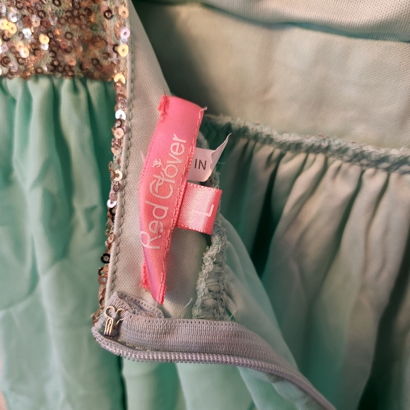 🥂 Mint Gold Sequin Halter Mini Party Dress L ✨ - Picture 6 of 8